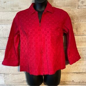 Christopher & Banks womenโs red zip upโ womenโs top/ light jacket in size large